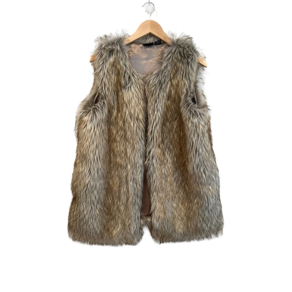 Rachel Zoe Faux Fur Vest Brown/Tan Size Large